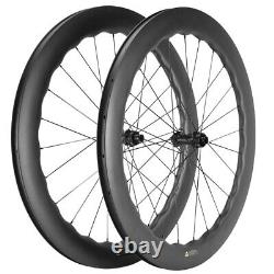 700C Carbon Fiber Road Bike Wheelset Disc Brake Clincher/Tubeless Wheels