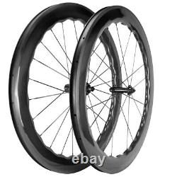 700C Carbon Fiber Road Bike Wheelset Tubeless/Clincher Rim Brake Wheels