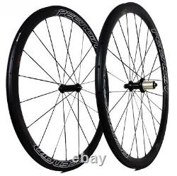 700C Carbon Fiber Tubular Bicycle Wheels Road Bike Wheelset Ceramic Bearings Hub