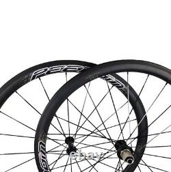 700C Carbon Fiber Tubular Bicycle Wheels Road Bike Wheelset Ceramic Bearings Hub