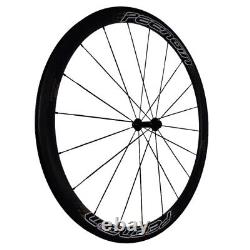 700C Carbon Fiber Tubular Bicycle Wheels Road Bike Wheelset Ceramic Bearings Hub