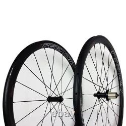 700C Carbon Fiber Tubular Bicycle Wheels Road Bike Wheelset Ceramic Bearings Hub