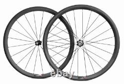 700C Carbon Fiber Tubular Bicycle Wheels Road Bike Wheelset Ceramic Bearings Hub