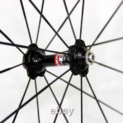 700C Carbon Fiber Tubular Bicycle Wheels Road Bike Wheelset Ceramic Bearings Hub