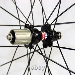 700C Carbon Fiber Tubular Bicycle Wheels Road Bike Wheelset Ceramic Bearings Hub