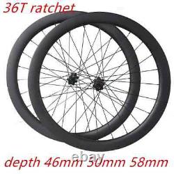 700C Carbon Fiber Wheels 36T ratchet Disc Brake Road Bike Wheelset Center Lock