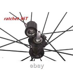 700C Carbon Fiber Wheels 36T ratchet Disc Brake Road Bike Wheelset Center Lock