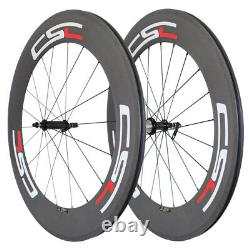 700C Carbon Fiber Wheelsets Road Bike Wheels 88mm Dapth 23mm Width Clincher Rim