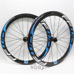 700C Carbon Fibre Road Bike Wheelset Clincher Tubeless Rims Thru Axle Disc Brake