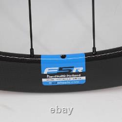 700C Carbon Fibre Road Bike Wheelset Clincher Tubeless Rims Thru Axle Disc Brake