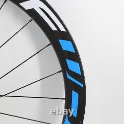 700C Carbon Fibre Road Bike Wheelset Clincher Tubeless Rims Thru Axle Disc Brake