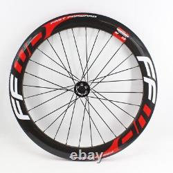 700C Carbon Fibre Road Bike Wheelset Clincher Tubeless Rims Thru Axle Disc Brake