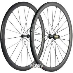 700C Carbon Fibre Road Race Bike Wheelset Clincher with Basalt Braking Surface