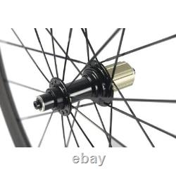 700C Carbon Fibre Road Race Bike Wheelset Clincher with Basalt Braking Surface