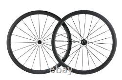 700C Carbon Fibre Road Race Bike Wheelset Clincher with Basalt Braking Surface