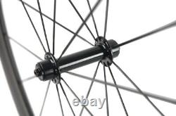 700C Carbon Fibre Road Race Bike Wheelset Clincher with Basalt Braking Surface