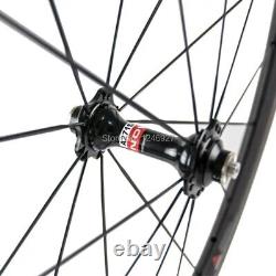 700C Carbon Fibre Wheelset Road Bike Clincher Race Bicycle Wheels Matte/Glossy