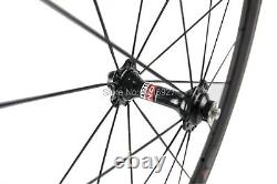 700C Carbon Fibre Wheelset Road Bike Clincher Race Bicycle Wheels Matte/Glossy