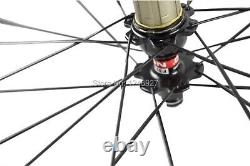 700C Carbon Fibre Wheelset Road Bike Clincher Race Bicycle Wheels Matte/Glossy