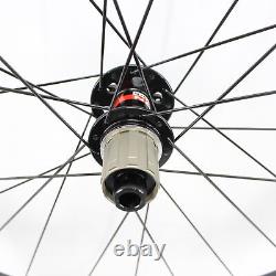 700C Carbon Road Bike Disc Brake Wheelset Clincher Tubeless Rims 38/50/60/88mm