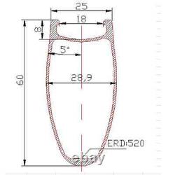 700C Carbon Road Bike Wheels 60x25mm Straight Pull Clincher Bicycle Wheelset