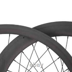 700C Carbon Road Bike Wheelset 25mm Width 38mm+60mm Depth Clincher Wheels