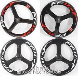 700C Carbon Road Bike Wheelset 3 Spokes Clincher Tubular Rims Bicycle Wheels