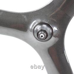 700C Carbon Road Bike Wheelset 3 Spokes Clincher Tubular Rims Bicycle Wheels