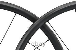 700C Carbon Road Bike Wheelset Black Matte 23mm 30mm deep clincher Black Matt