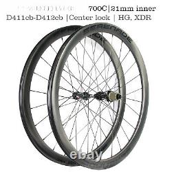 700C Carbon Road Bike Wheelset Clincher Tubeless Paintless Rims Center Lock Hub