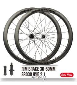 700C Carbon Road Bike Wheelset Clincher Tubeless Paintless Rims Center Lock Hub