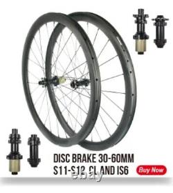 700C Carbon Road Bike Wheelset Clincher Tubeless Paintless Rims Center Lock Hub
