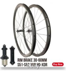 700C Carbon Road Bike Wheelset Clincher Tubeless Paintless Rims Center Lock Hub