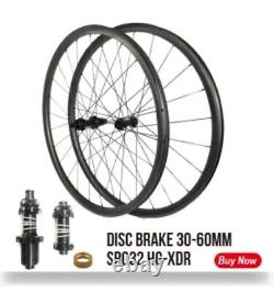 700C Carbon Road Bike Wheelset Clincher Tubeless Paintless Rims Center Lock Hub