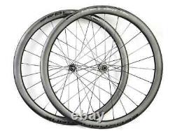 700C Carbon Road Bike Wheelset Clincher Tubeless Paintless Rims Center Lock Hub