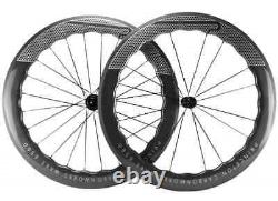 700C Carbon Road Bike Wheelset V Brake Tubeless Bicycle Wheels UD Glossy