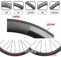 700C Carbon Wheels 60mm Deep 25mm Wide Tubeless Road Bike Wheels Center Lock