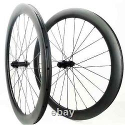 700C Carbon Wheels 60mm Deep 25mm Wide Tubeless Road Bike Wheels Center Lock