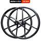 700c Carbon Wheels 6 Spoke 1450g 25mm Width Clincher Road Bicycle Rim Disc Brkae