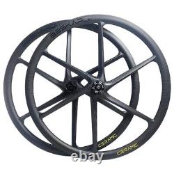 700C Carbon Wheels 6 Spoke 1450g 25mm Width Clincher Road Bicycle Rim Disc Brkae