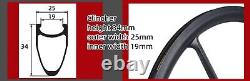 700C Carbon Wheels 6 Spoke 1450g 25mm Width Clincher Road Bicycle Rim Disc Brkae