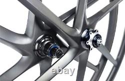700C Carbon Wheels 6 Spoke 1450g 25mm Width Clincher Road Bicycle Rim Disc Brkae