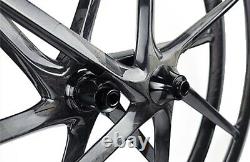 700C Carbon Wheels 6 Spoke 1450g 25mm Width Clincher Road Bicycle Rim Disc Brkae