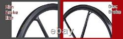 700C Carbon Wheels 6 Spoke 1450g 25mm Width Clincher Road Bicycle Rim Disc Brkae