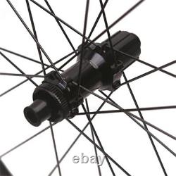 700C Carbon Wheels Road Bike Wheelset 36T Ratchet Teeth Disc Brake Center Lock