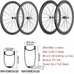 700C Carbon Wheels Road Bike Wheelset 38/50mm Depth Profile Tubular Or Clincher