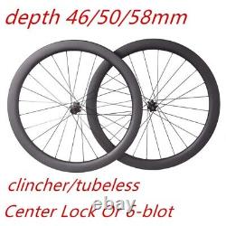 700C Carbon Wheels Road Bike Wheelset Carbon Rim Center Lock Or 6-blot Bock