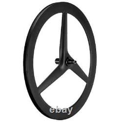 700C Carbon Wheels Tubeless 3 Spokes Fixed Gear Hub For Track / Road Racing Bike