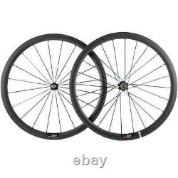 700C Clincher Carbon Wheels 38mm Depth Road Bike Wheelset UD/3K Matte R13 Hub