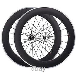 700C Depth 80mm Carbon Fiber Road Bike Wheels City Bicycle Wheelset Clincher